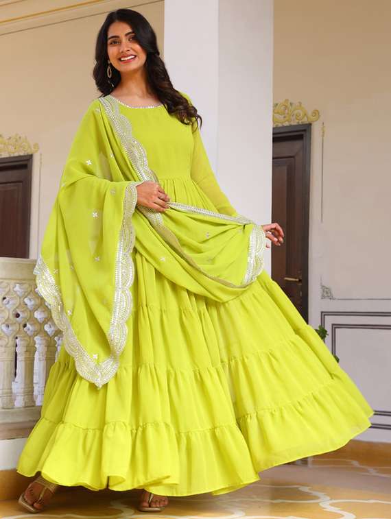 women solid long sleeve kurta dupatta set - 22112086 -  Standard Image - 3