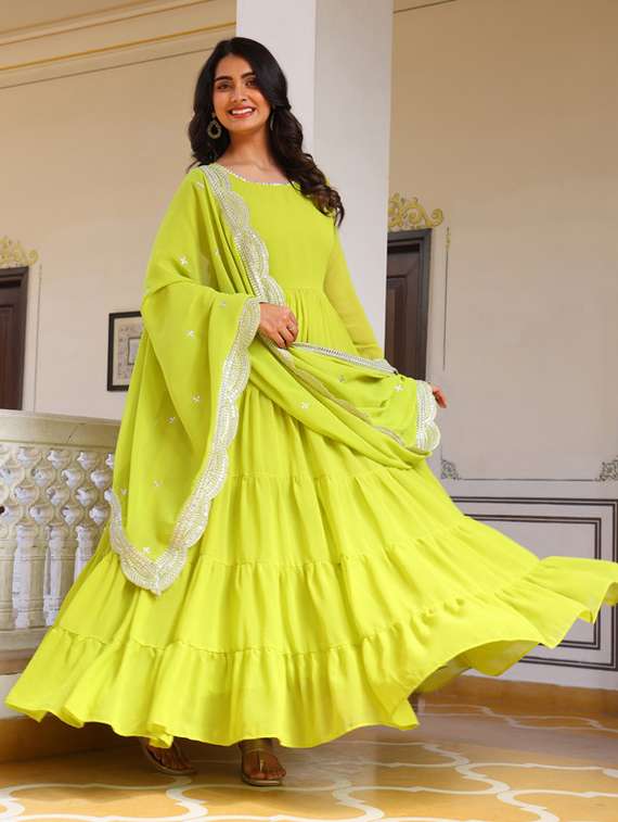 women solid long sleeve kurta dupatta set - 22112086 -  Standard Image - 5