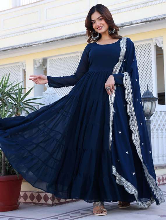 women solid long sleeve kurta dupatta set - 22112089 -  Standard Image - 5