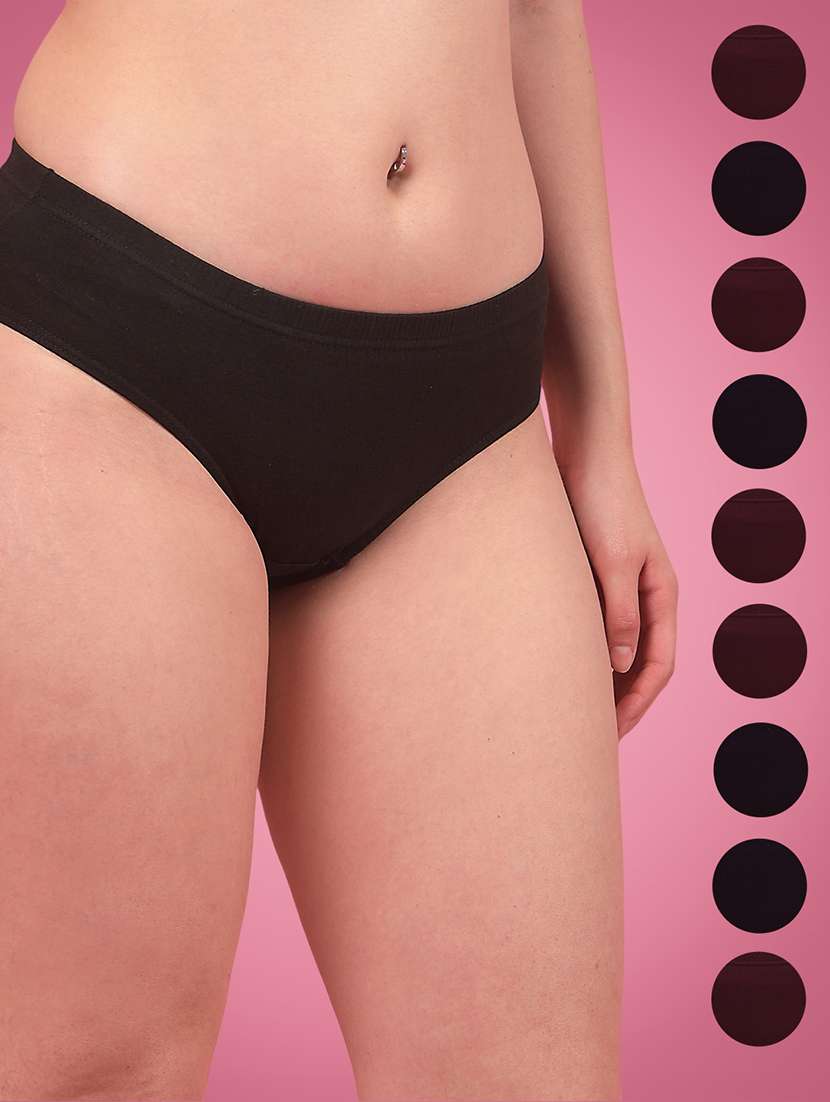 women pack of 10 solid hipster panty - 22112136 -  Zoom Image - 0