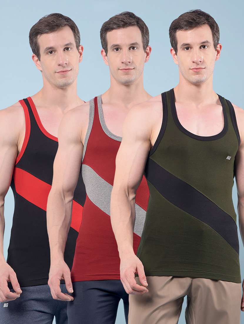 men pack of 3 scoop neck vest