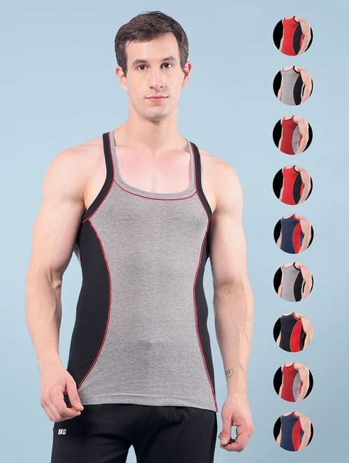 men pack of 10 color block sleeveless vest - 22112230 - Standard Image - 0