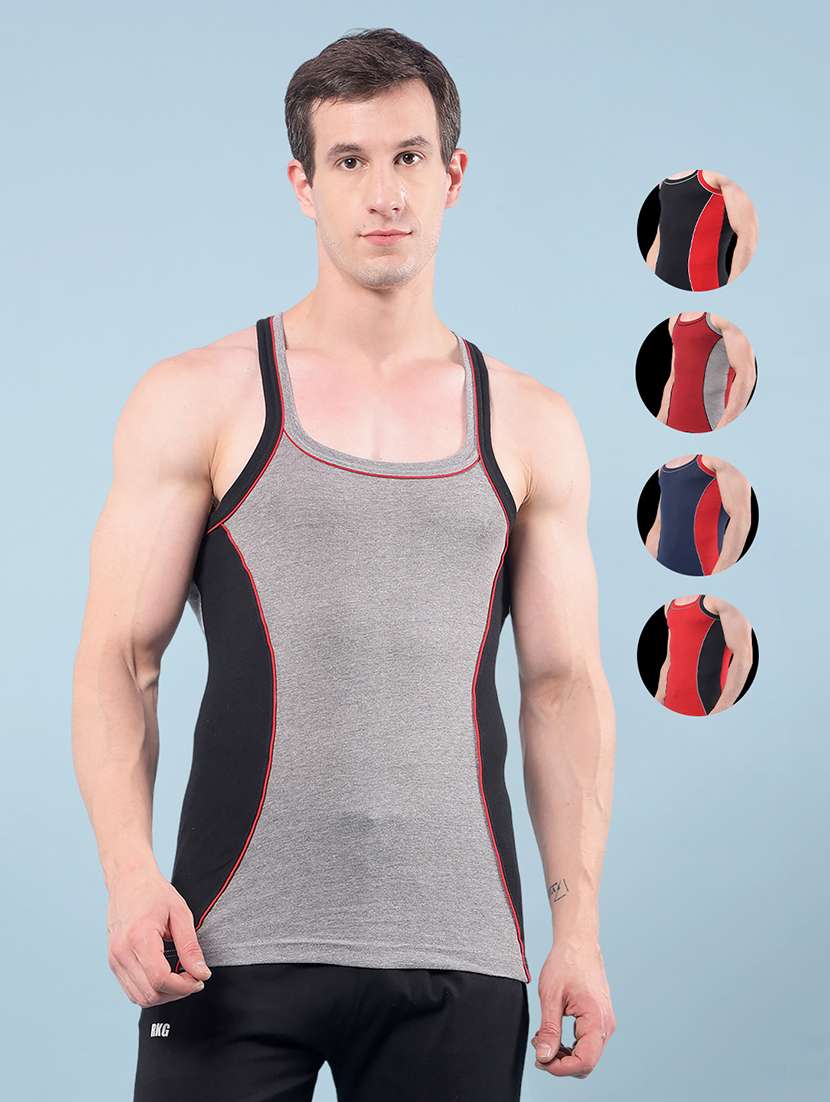 men pack of 5 color block sleeveless vest