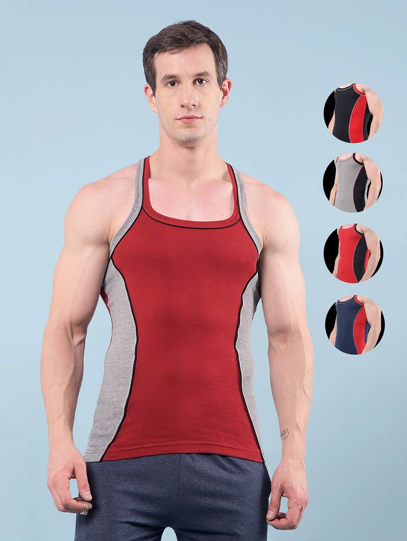 men pack of 5 color block sleeveless vest