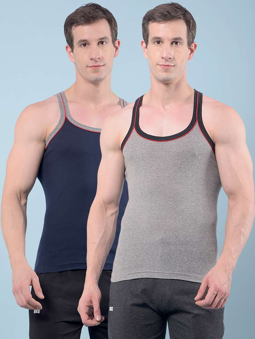 men pack of 2 solid sleeveless vest