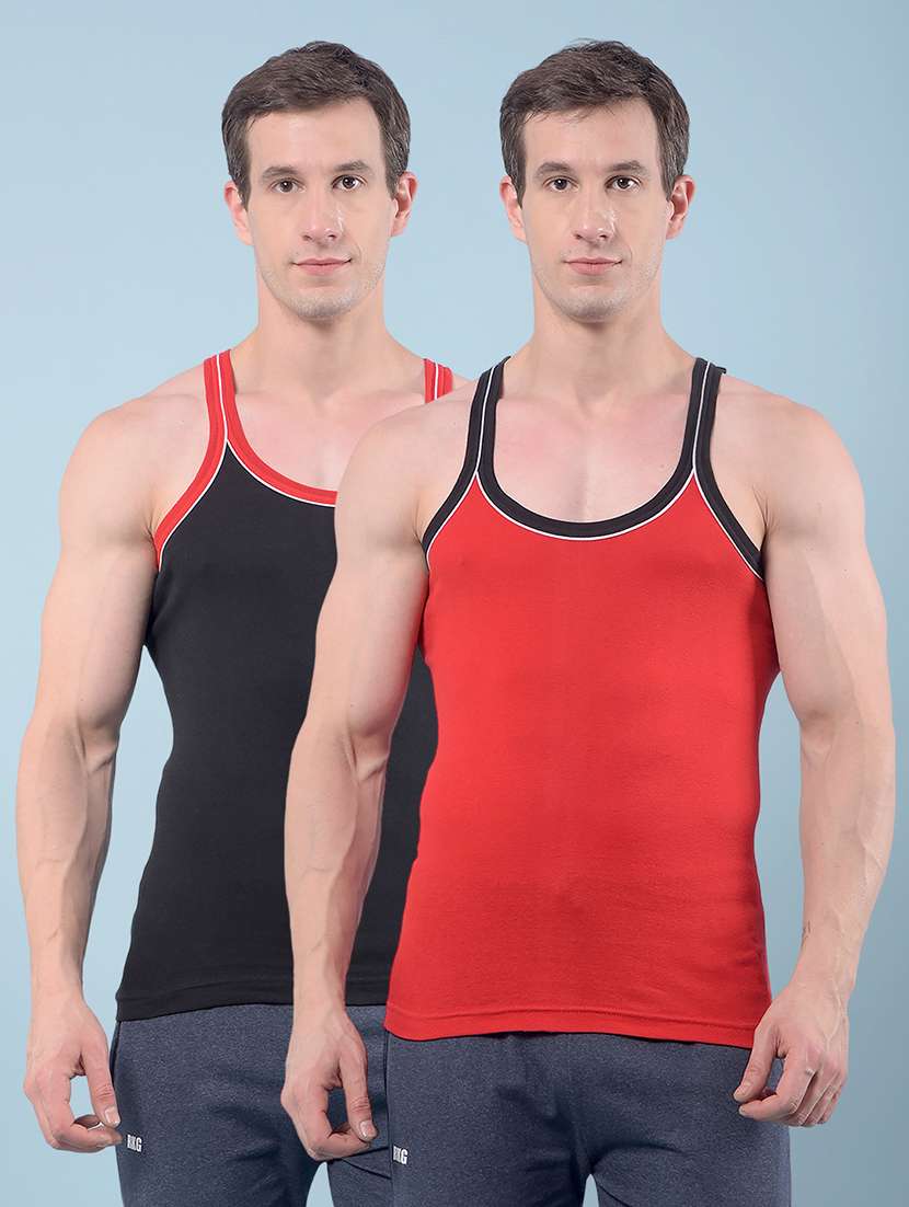 men pack of 2 solid sleeveless vest