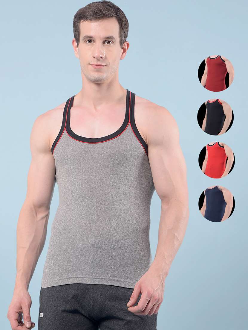 men pack of 5 solid sleeveless vest