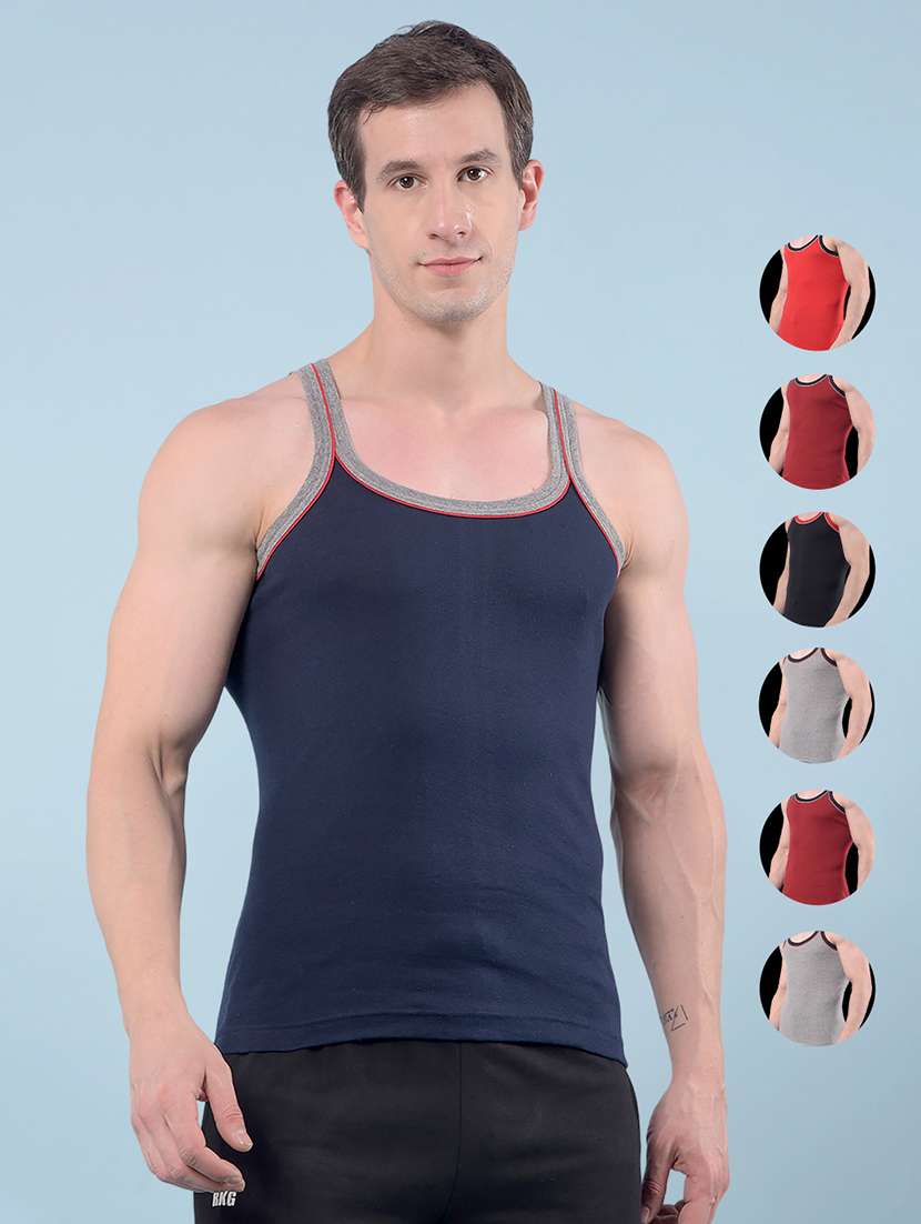 men pack of 7 solid sleeveless vest