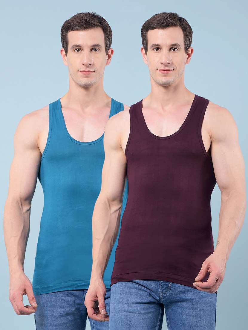 men pack of 2 solid sleeveless vest