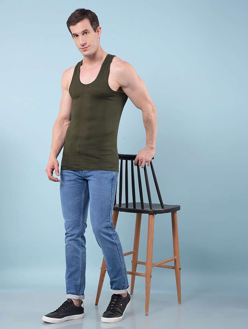 men pack of 3 solid sleeveless vest - 22112255 -  Standard Image - 3