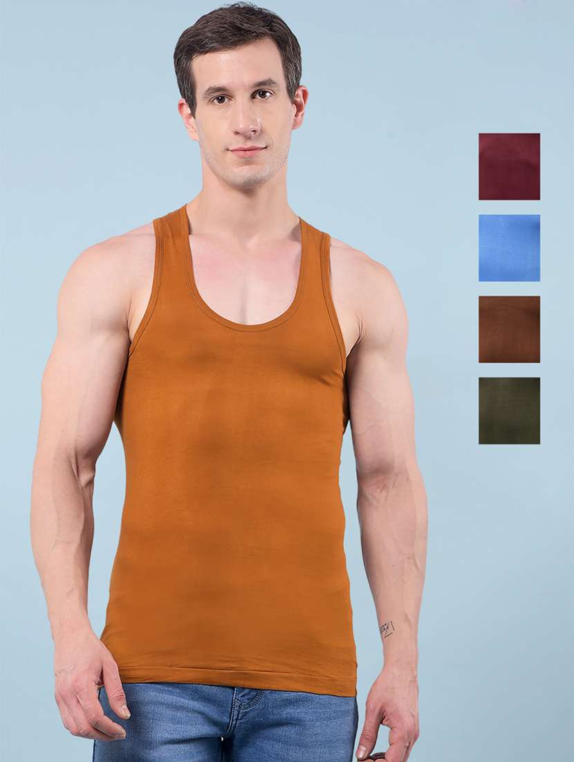 men pack of 5 solid sleeveless vest