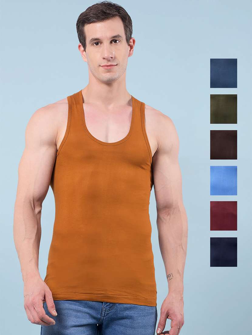 men pack of 7 solid sleeveless vest
