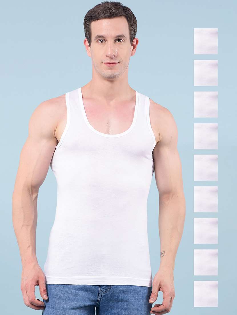 men pack of 10 solid sleeveless vest
