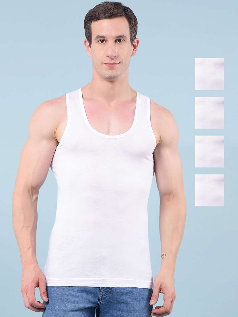 men pack of 5 solid sleeveless vest