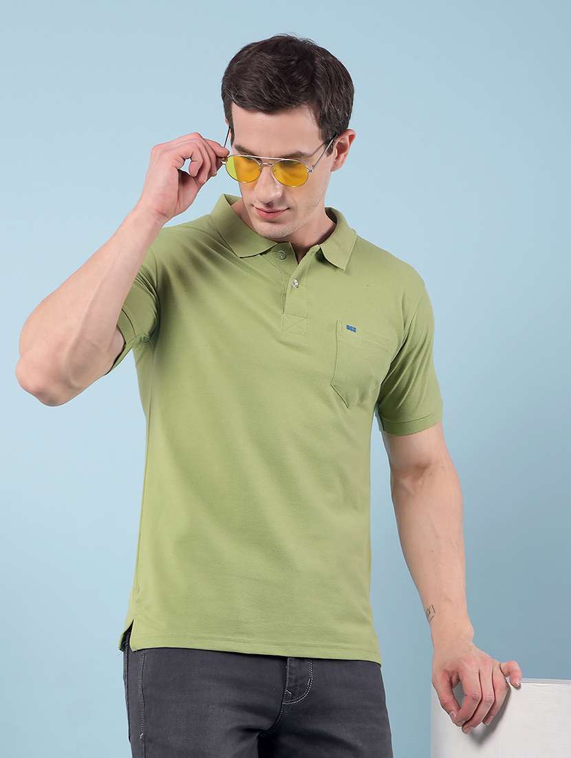 men solid short sleeve regular fit polo t-shirt - 22112280 - Zoom Image - 0