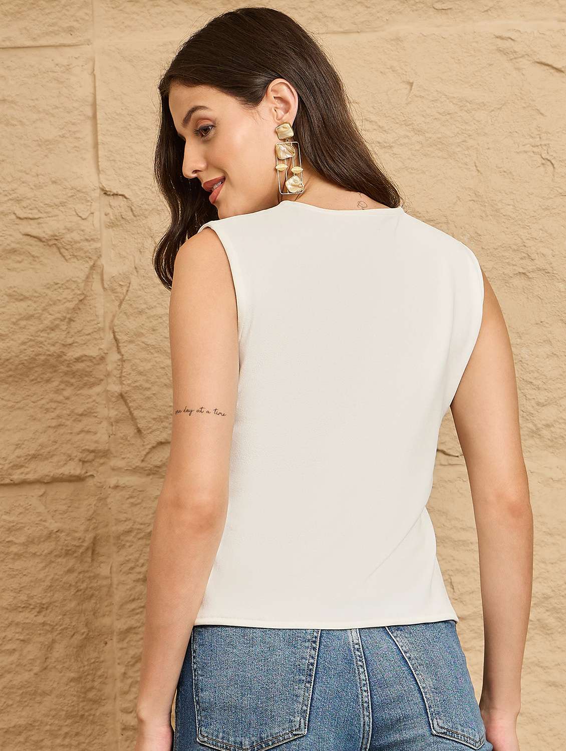women white solid sleeveless vest top - 22112495 - Standard Image - 3