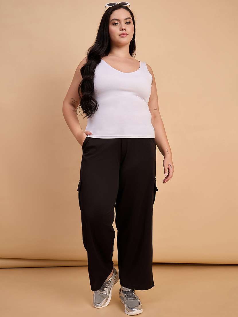 women plus size solid high rise cargo - 22112502 - Standard Image - 5