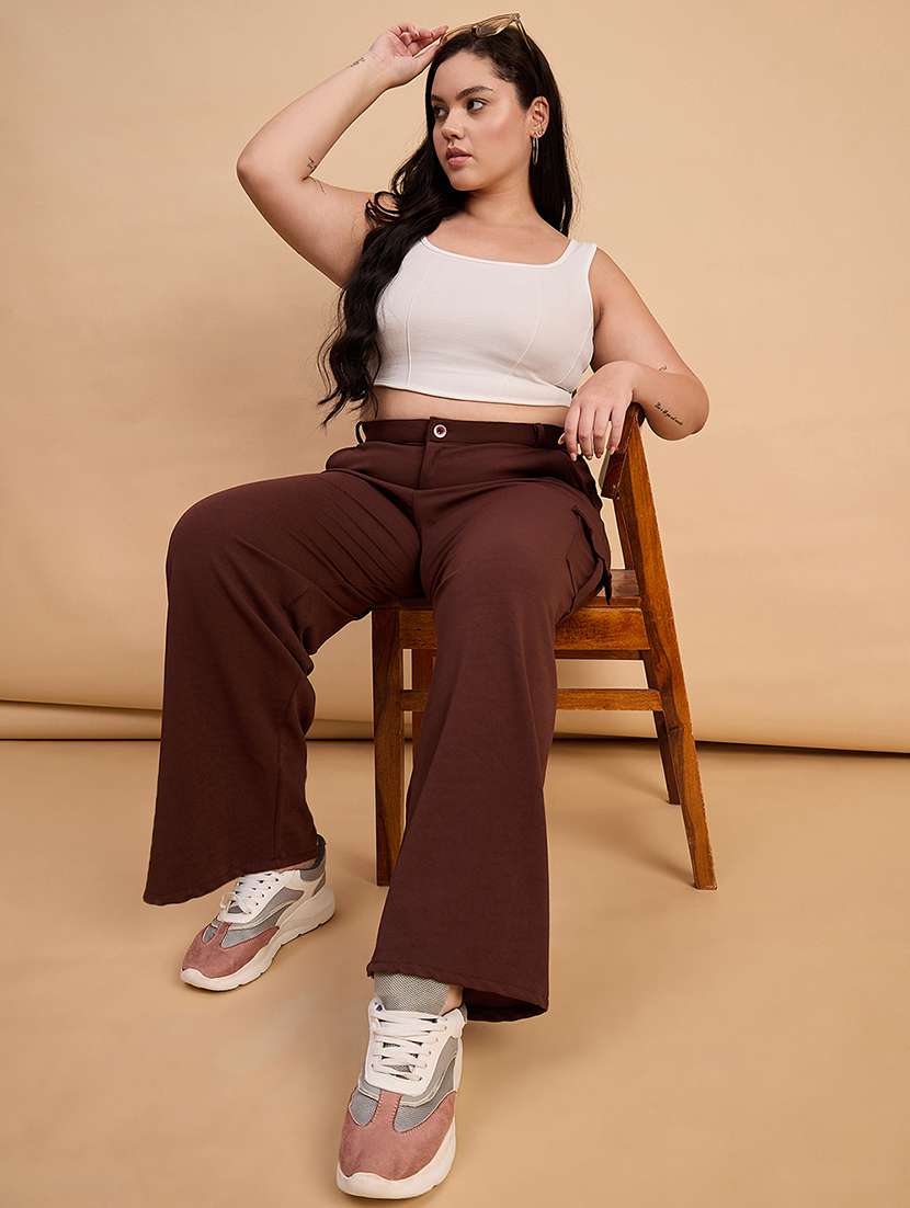 women plus size solid high rise cargo - 22112504 - Standard Image - 3