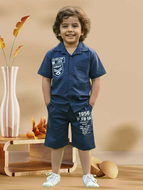 boys printed shirt and shorts co-ord set - 22112625 -  Standard Image - 0