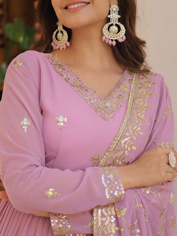 women solid with work long sleeve kurta dupatta set - 22112634 -  Standard Image - 5