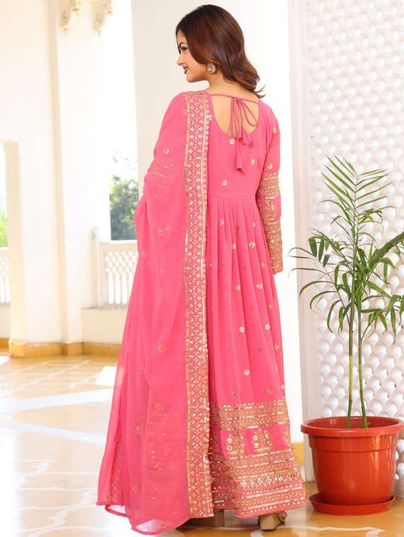 women solid with work long sleeve kurta dupatta set - 22112639 -  Standard Image - 3