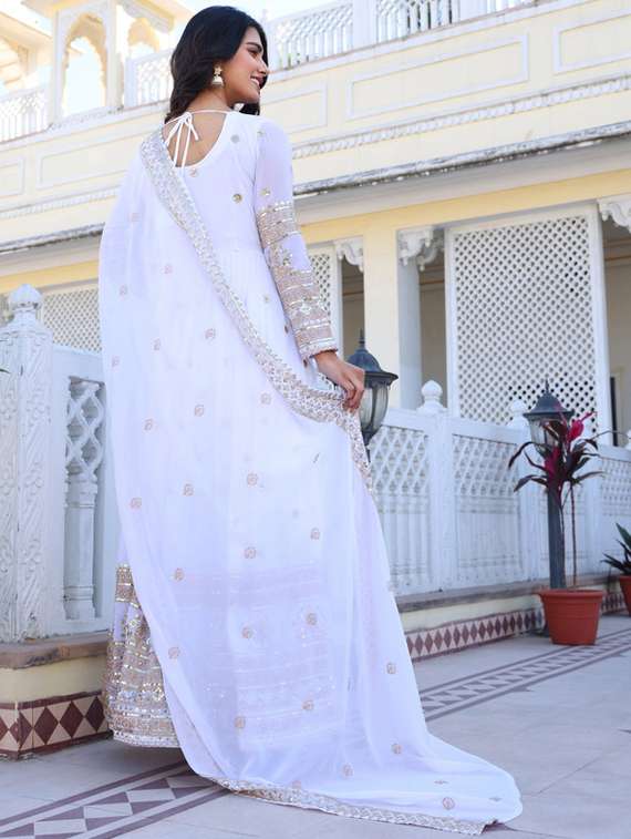 women solid with work long sleeve kurta dupatta set - 22112641 -  Standard Image - 3