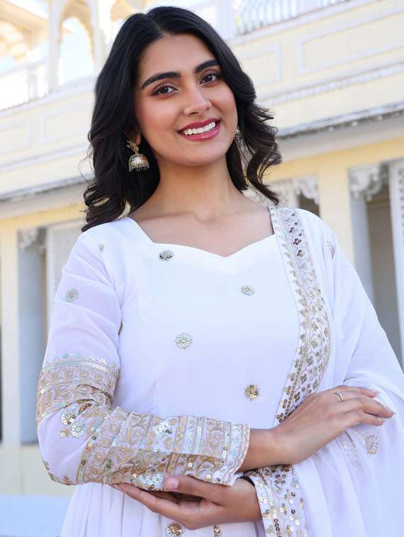 women solid with work long sleeve kurta dupatta set - 22112641 -  Standard Image - 5