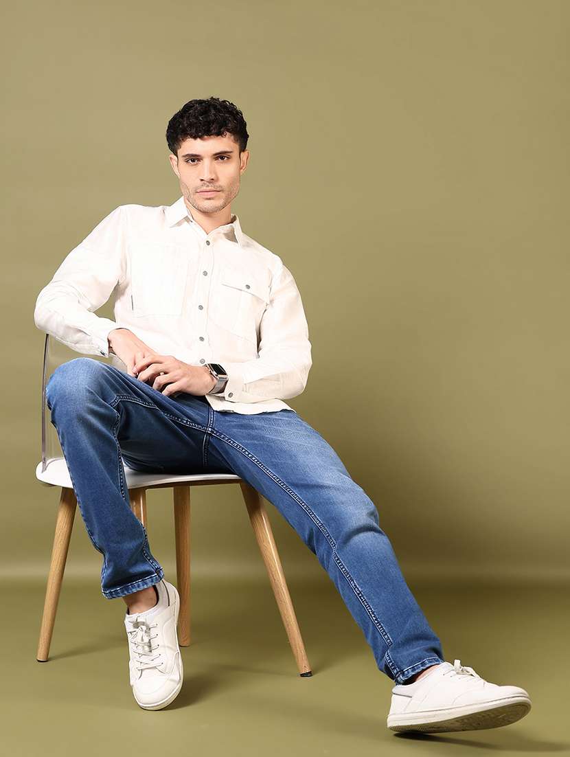 men solid long sleeve slim fit casual shirt - 22127887 -  Standard Image - 3