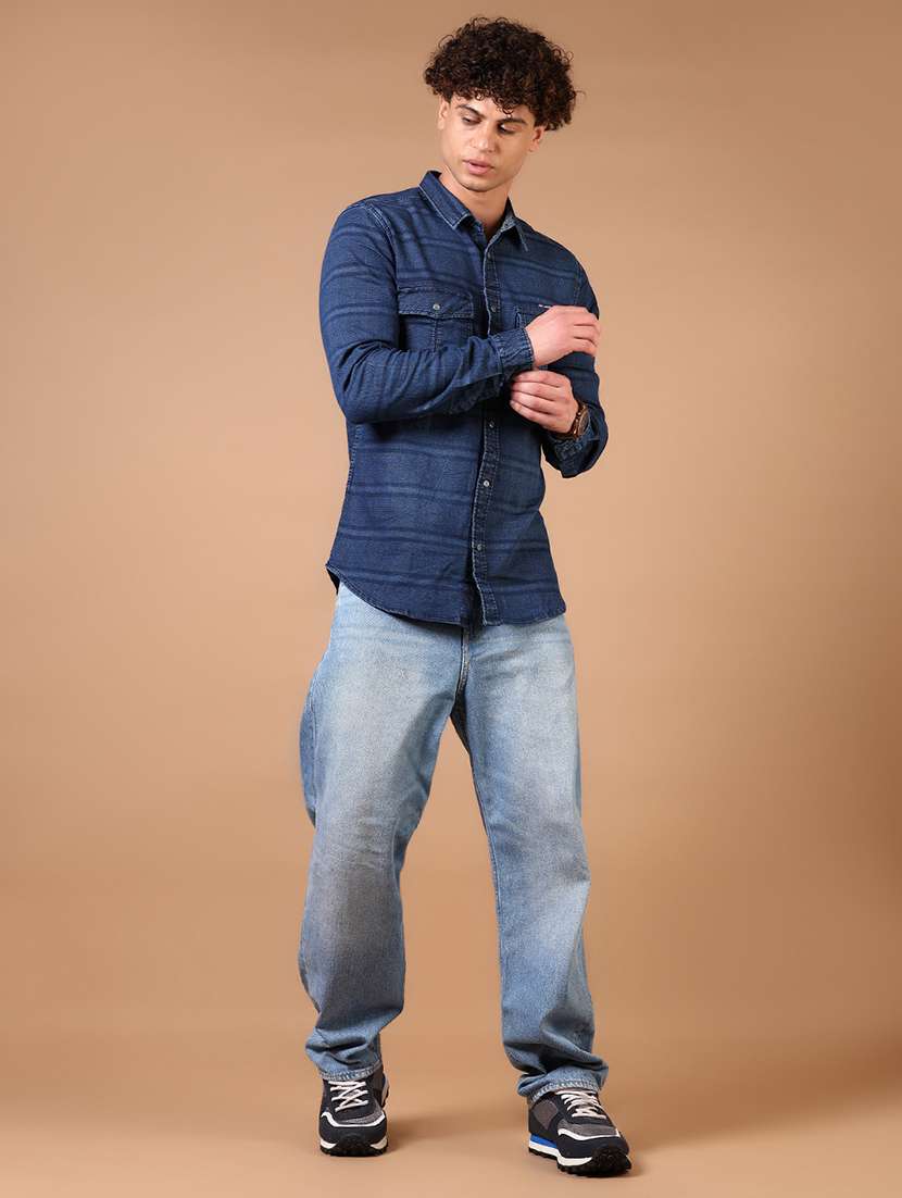 men striped long sleeve slim fit casual shirt - 22127889 -  Standard Image - 3