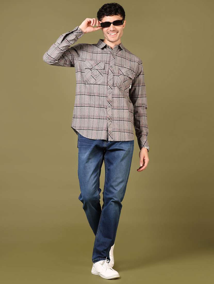 men checkered long sleeve slim fit casual shirt - 22127893 -  Standard Image - 3