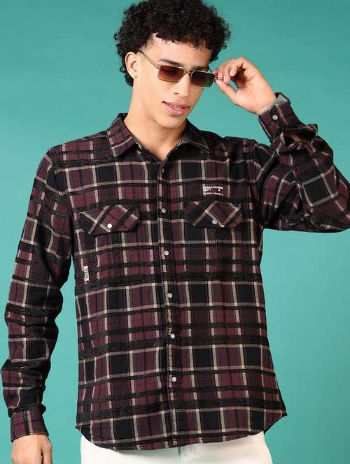men checkered long sleeve slim fit casual shirt - 22127900 -  Standard Image - 0