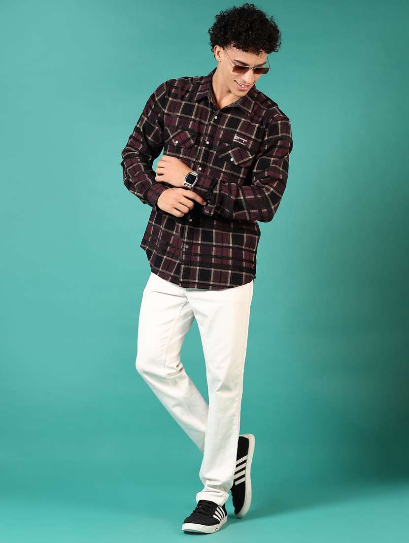 men checkered long sleeve slim fit casual shirt - 22127900 -  Standard Image - 3