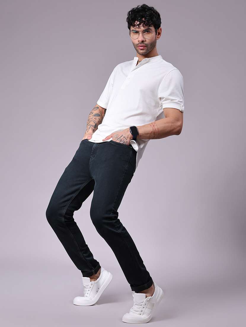 men plain mid rise full length jeans - 22129614 -  Standard Image - 3