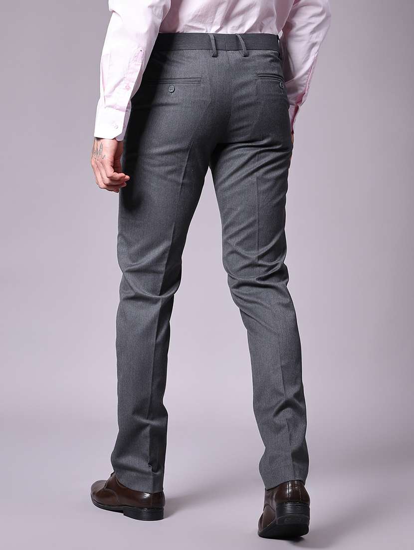 men solid mid rise flat front formal trouser - 22129640 -  Standard Image - 3
