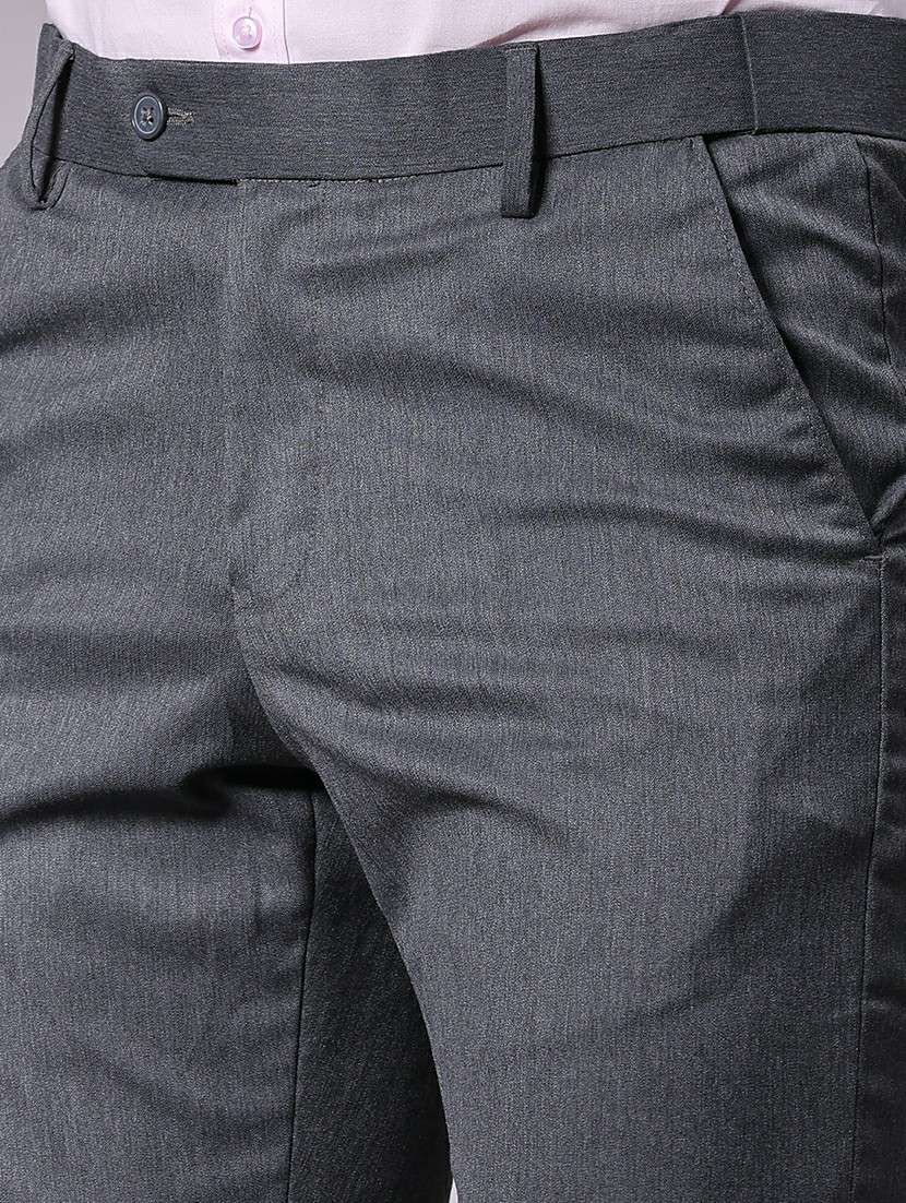 men solid mid rise flat front formal trouser - 22129640 -  Standard Image - 5
