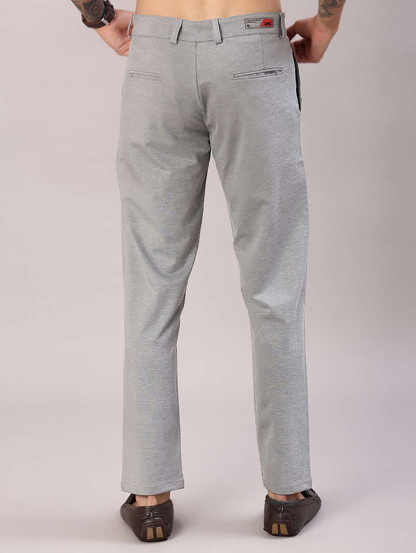 men solid mid rise flat front casual trouser - 22129726 -  Standard Image - 3