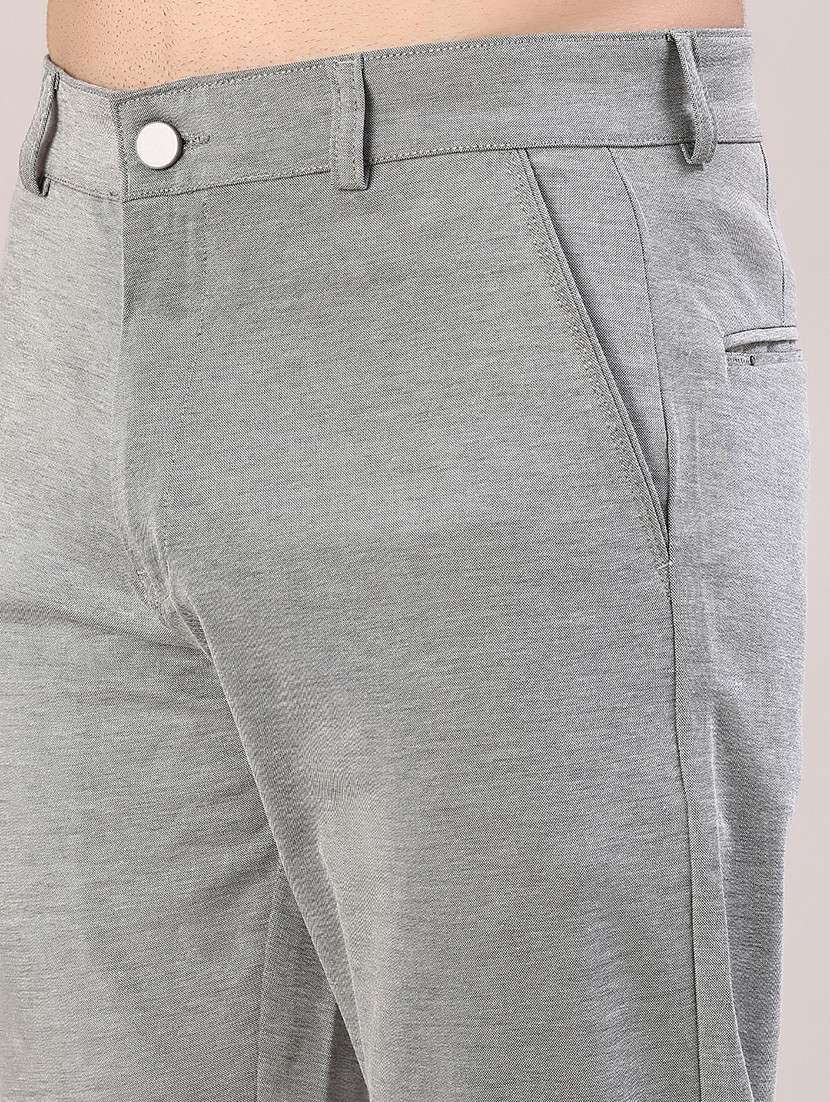 men solid mid rise flat front casual trouser - 22129726 -  Standard Image - 5