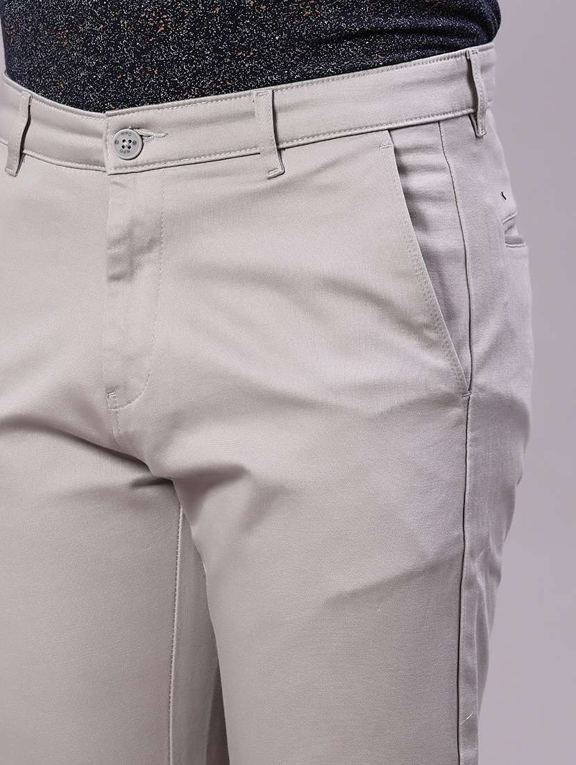 men solid mid rise flat front casual trouser - 22129759 -  Standard Image - 5