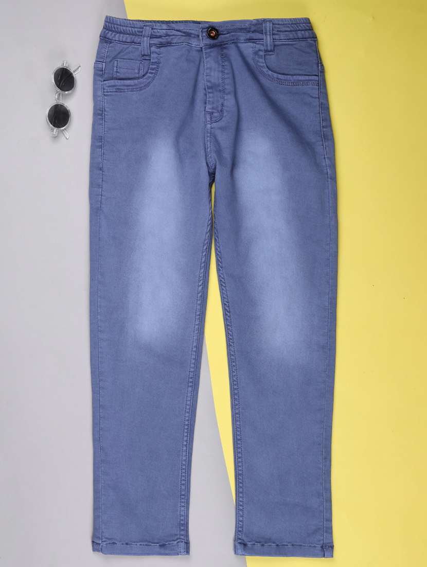 boys solid mid rise slim fit jean