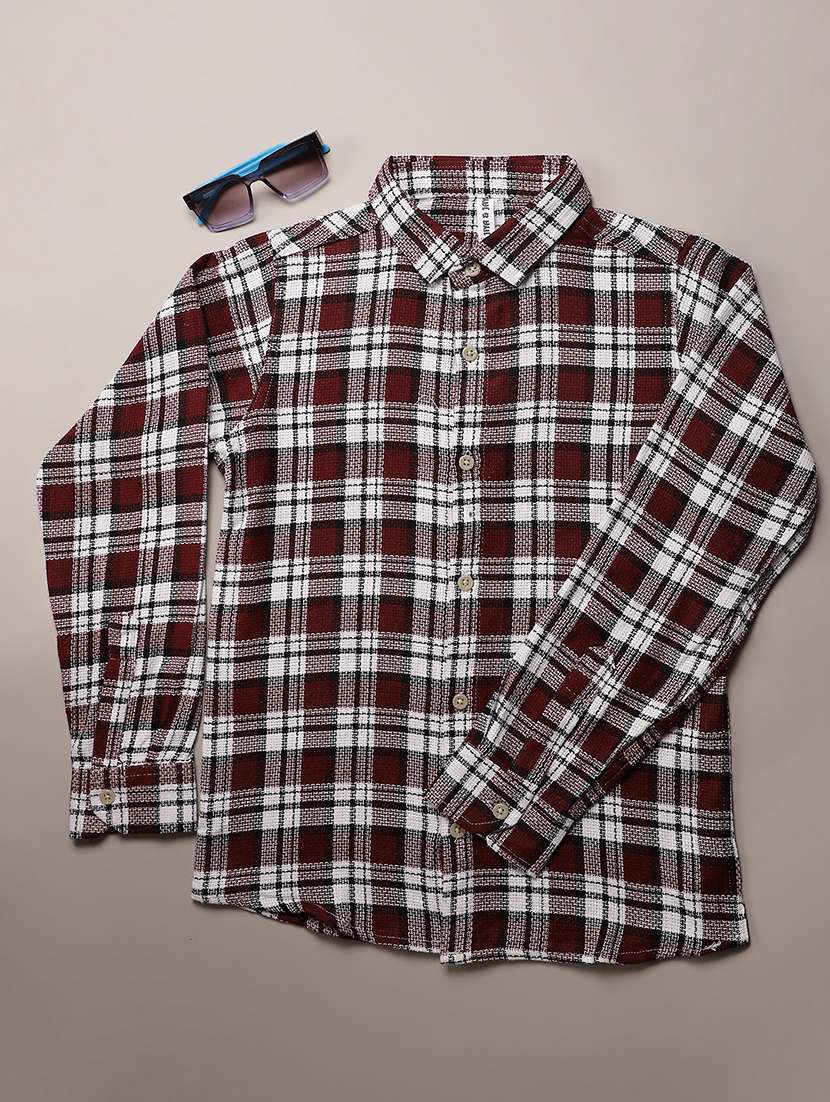 boys checkered long sleeve casual shirt - 22129947 -  Zoom Image - 0