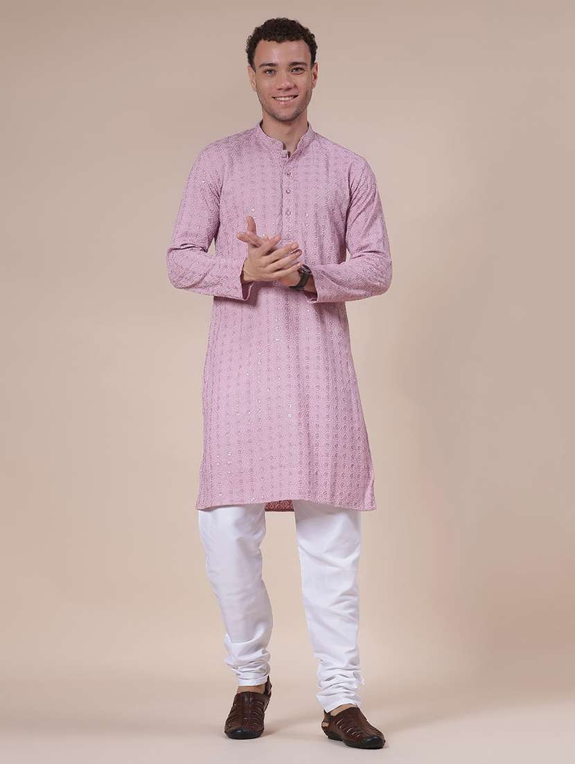 men embroidered long sleeve kurta and pyjama set - 22129992 -  Standard Image - 3