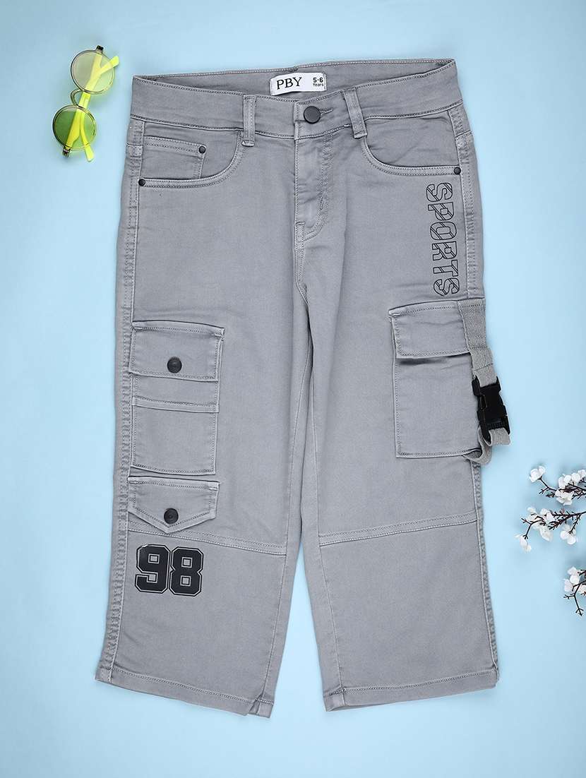 boys plain mid rise relaxed fit cargo