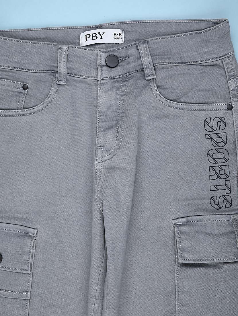 boys plain mid rise relaxed fit cargo - 22129995 -  Standard Image - 3