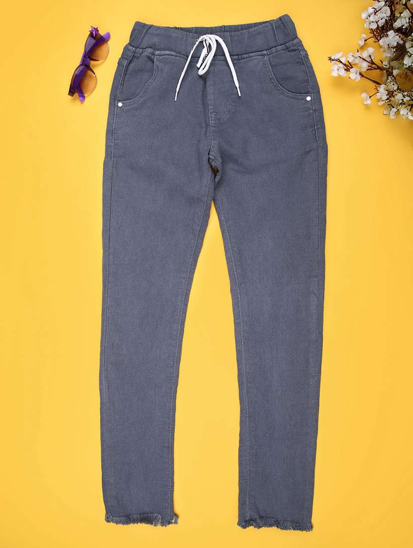 girls plain mid rise slim fit jeans