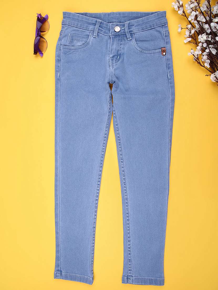 girls plain mid rise slim fit jeans