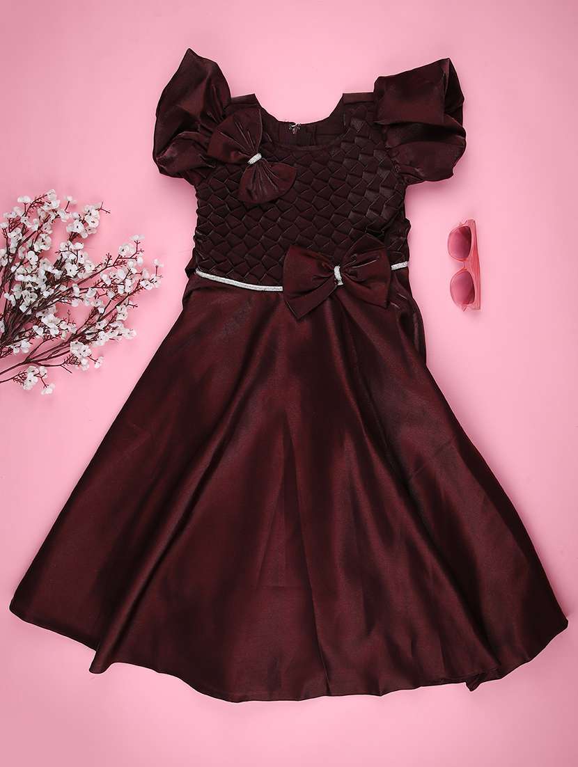 girls self designed cap sleeve flared dress