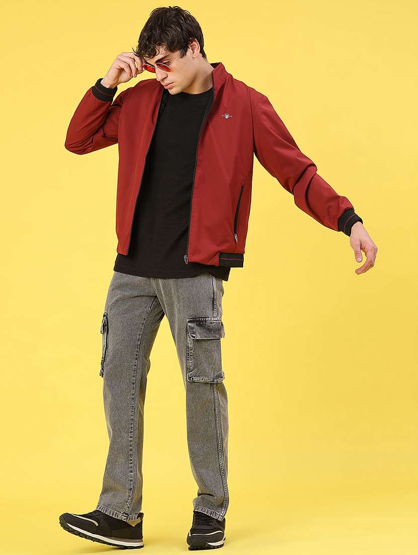 men solid long sleeve bomber jacket - 22131016 -  Standard Image - 5