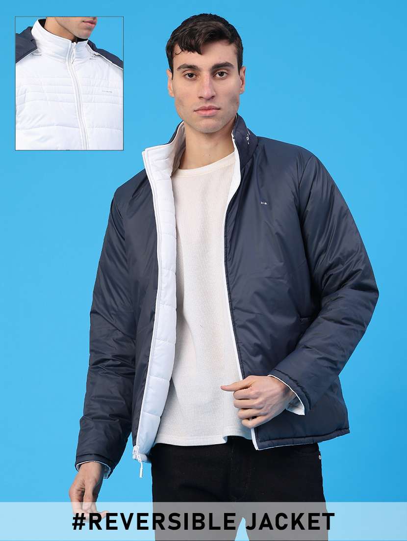 men solid long sleeve puffer jacket