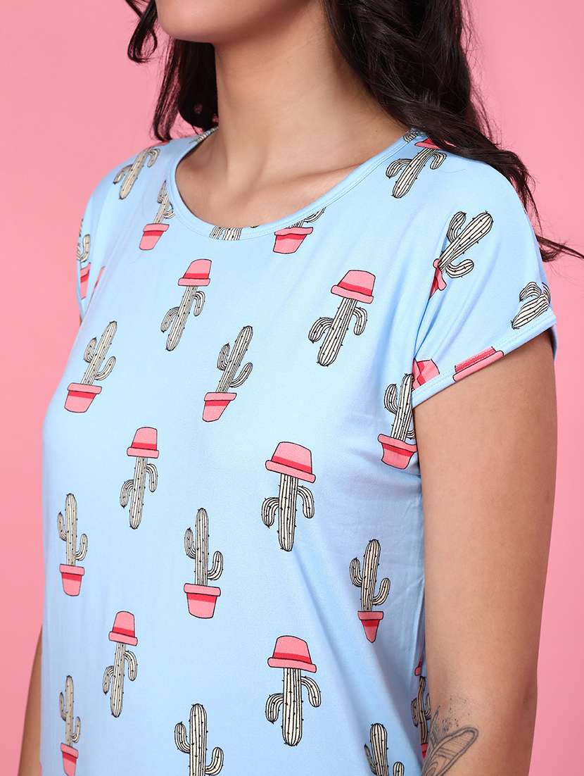 women printed short sleeve sleepshirt - 22131501 -  Standard Image - 5