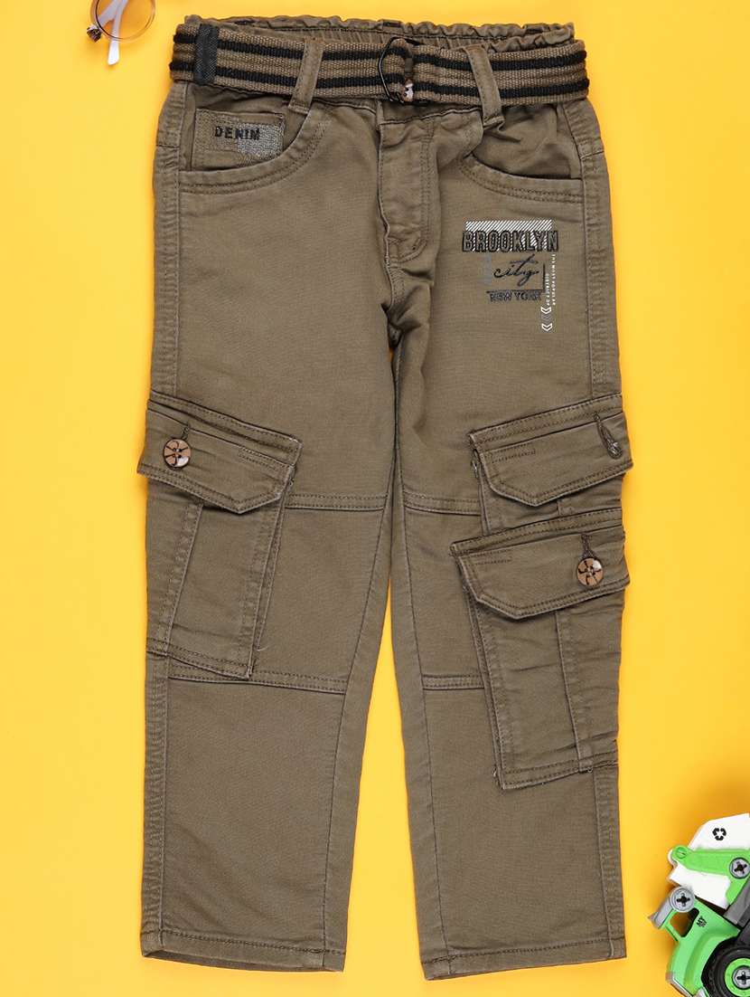 boys plain mid rise regular fit cargo